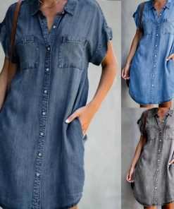 Casual Denim Short Sleeve Dress